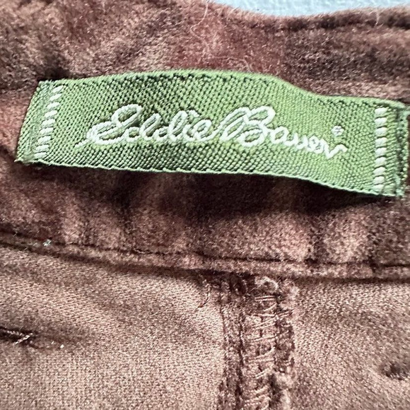 Eddie Bauer Womens Velour Pants Straight Leg Velvet Size 14 Tall Brown Stretch - Picture 5 of 10